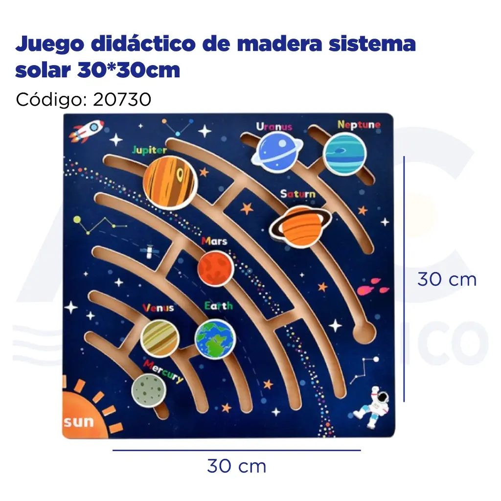 Juego didáctico de madera sistema solar 30*30cm