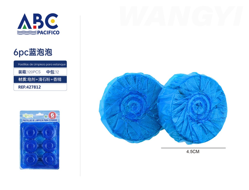 6 pastillas de limpieza para baño 4.5cm