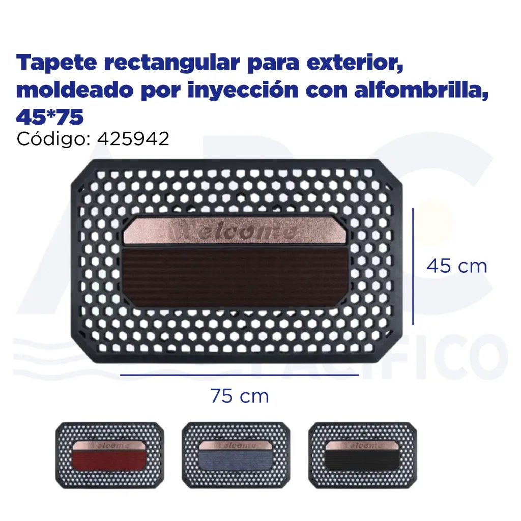 Tapete rectangular para exterior,moldeado por inyección con alfombrilla,  45*75