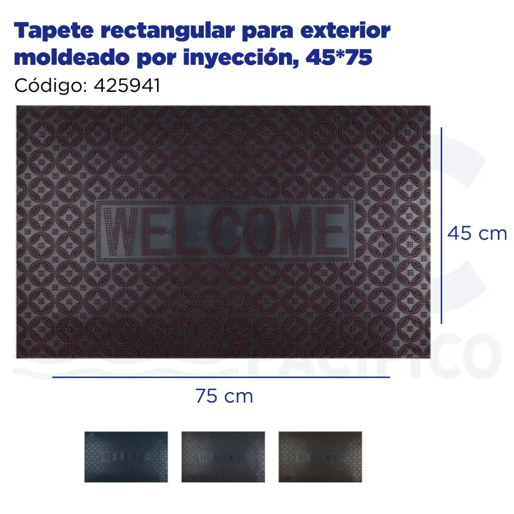 Tapete rectangular para exterior, moldeado por inyección,  45*75