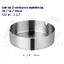 Set de 3 ceniceros metálicos, 10 / 12 / 14cm