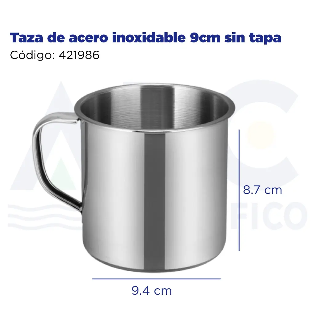 Taza de acero inoxidable 9cm sin tapa