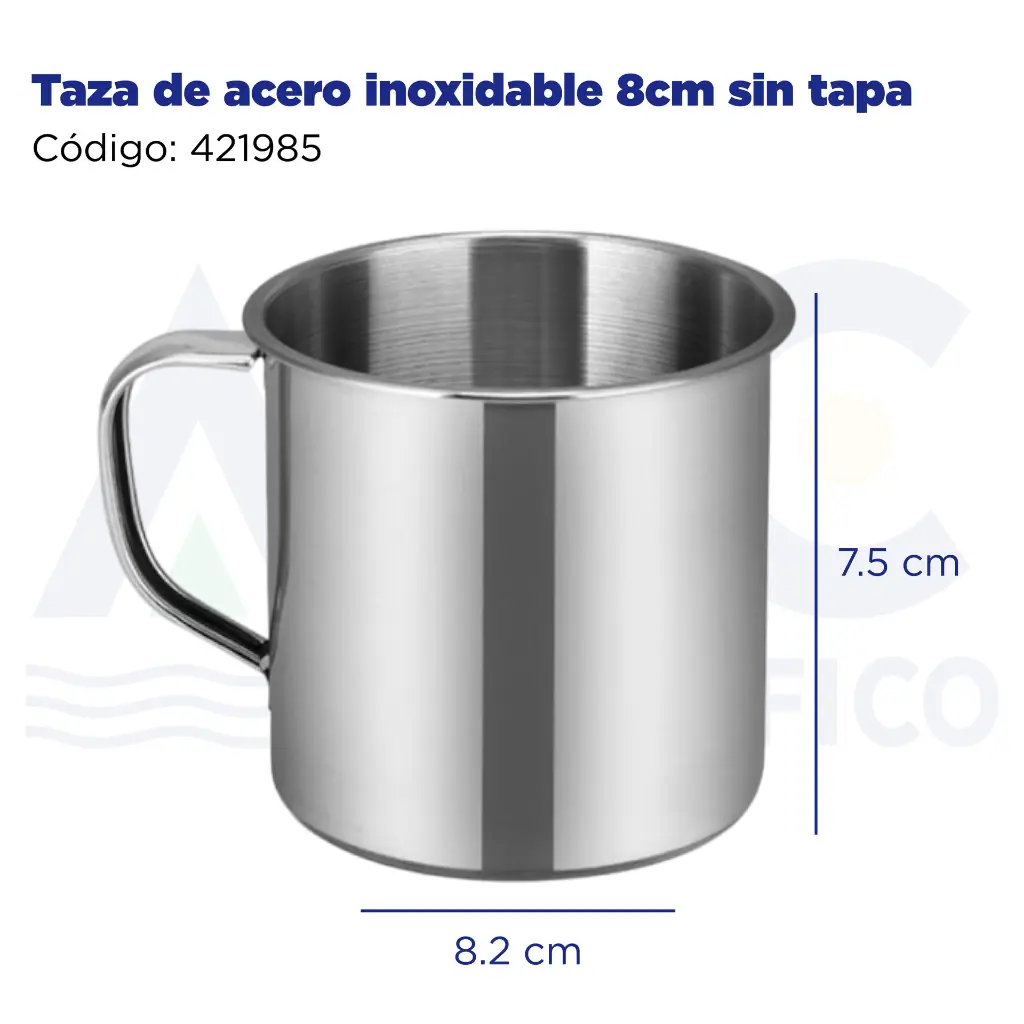 Taza de acero inoxidable 8cm sin tapa