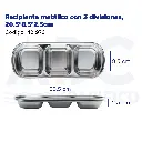[421976] Recipiente metálico con 3 divisiones, 20.5*8.5*2.5cm