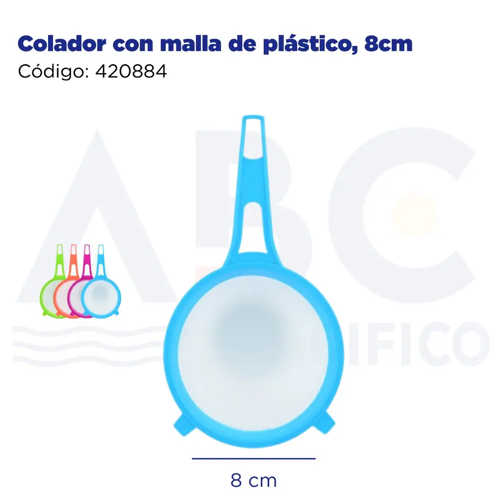 Colador con malla de plástico, 8cm