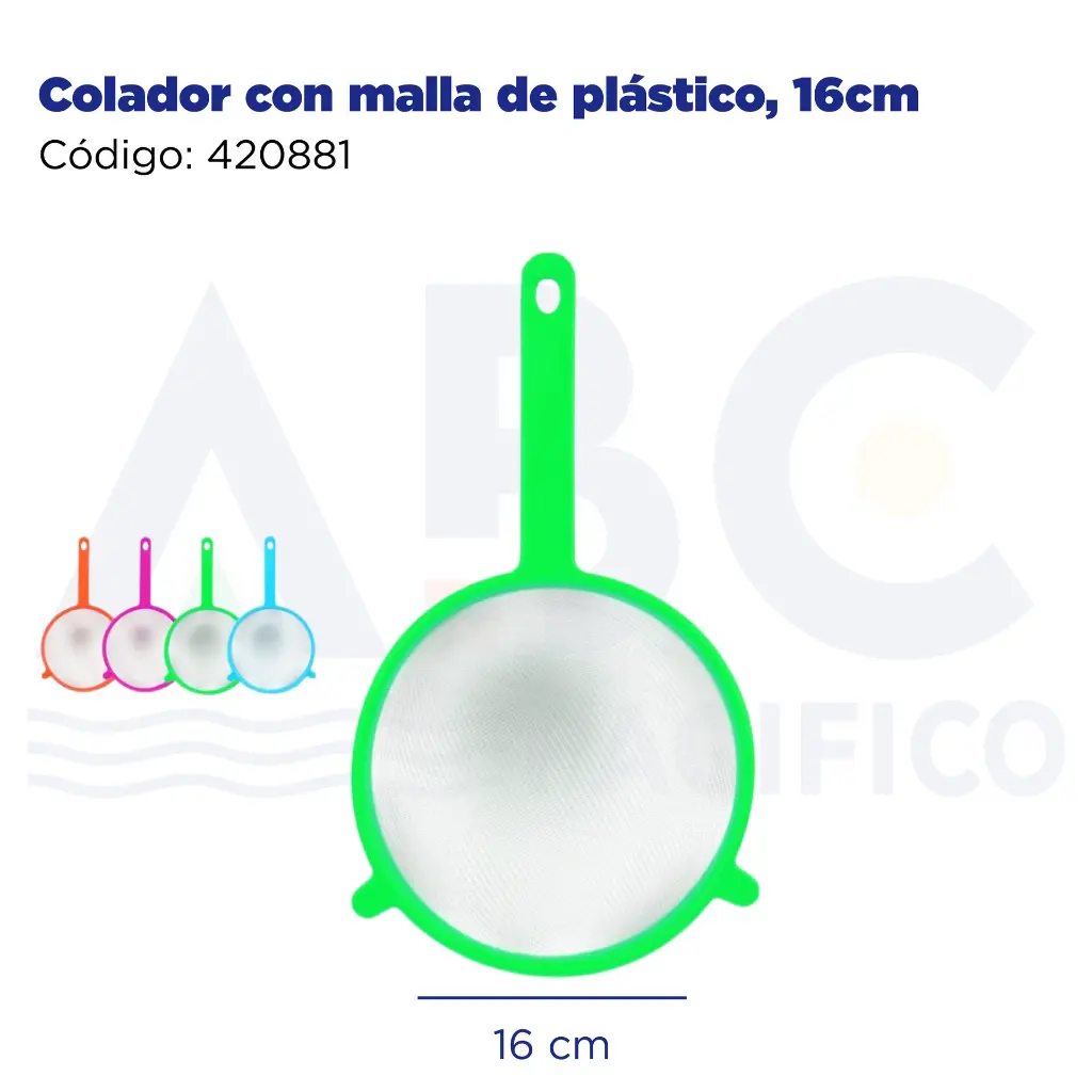 Colador con malla de plástico, 16cm