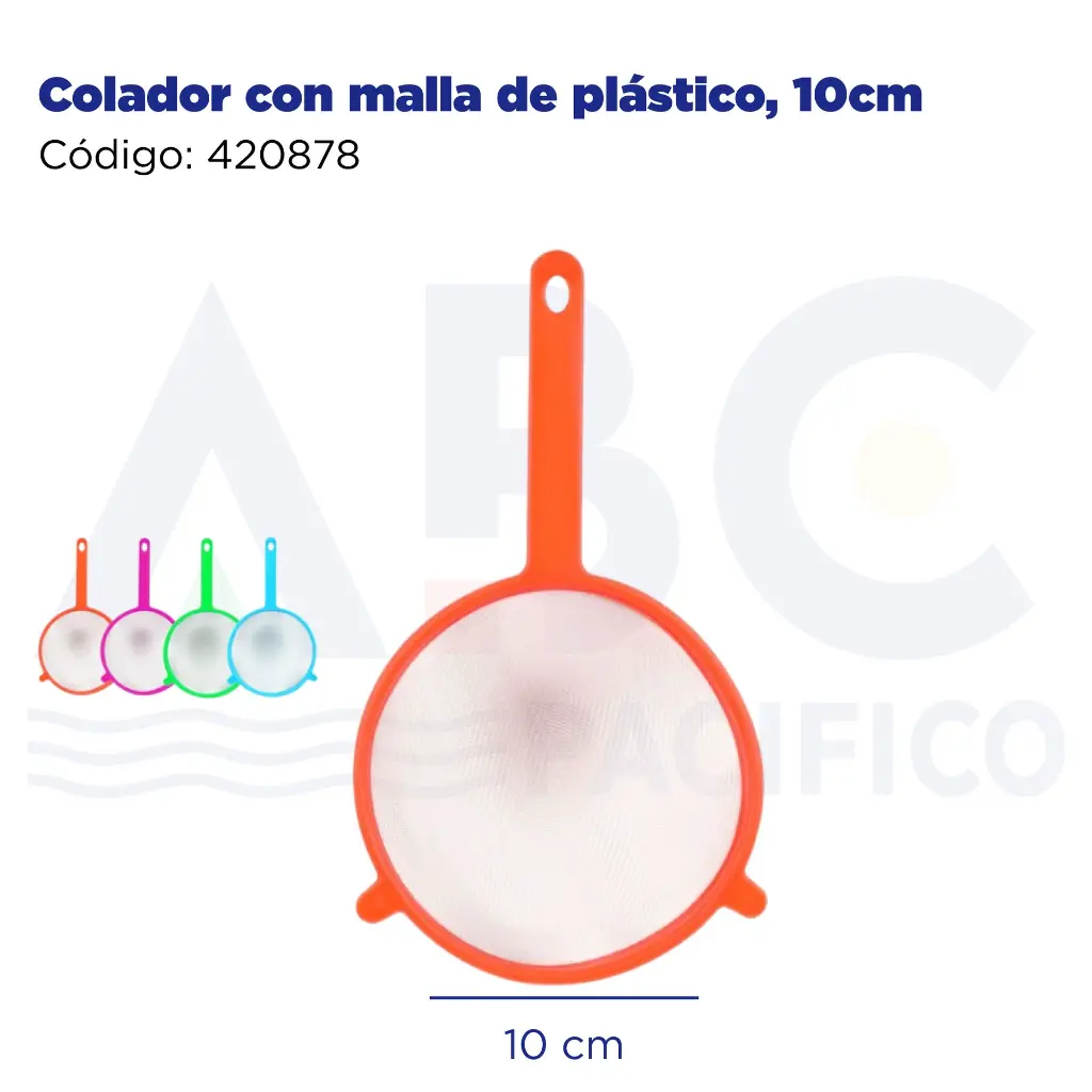 Colador con malla de plástico, 10cm