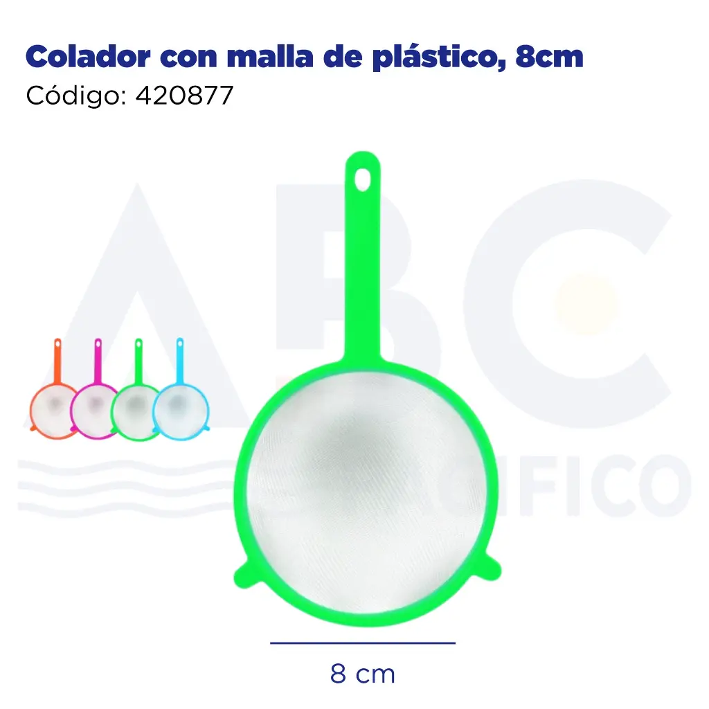 Colador con malla de plástico, 8cm