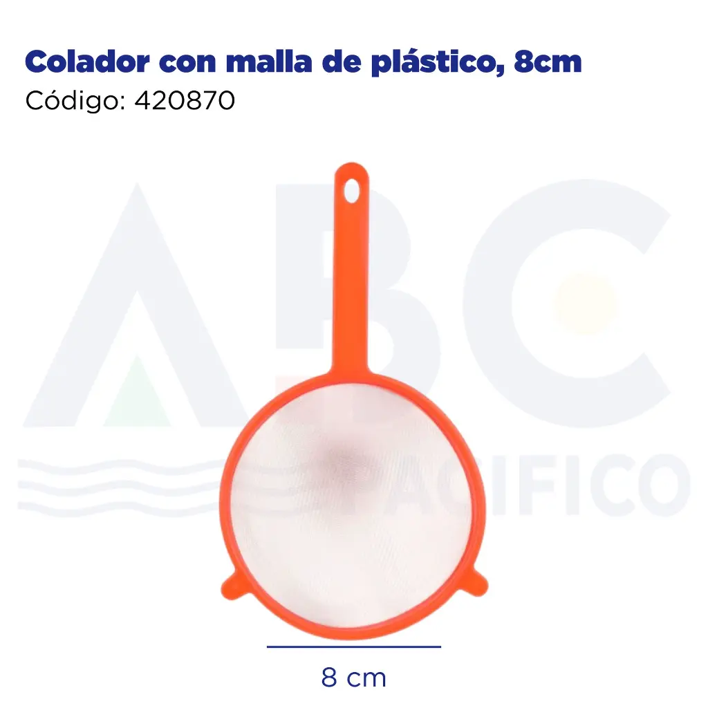 Colador con malla de plástico, 8cm