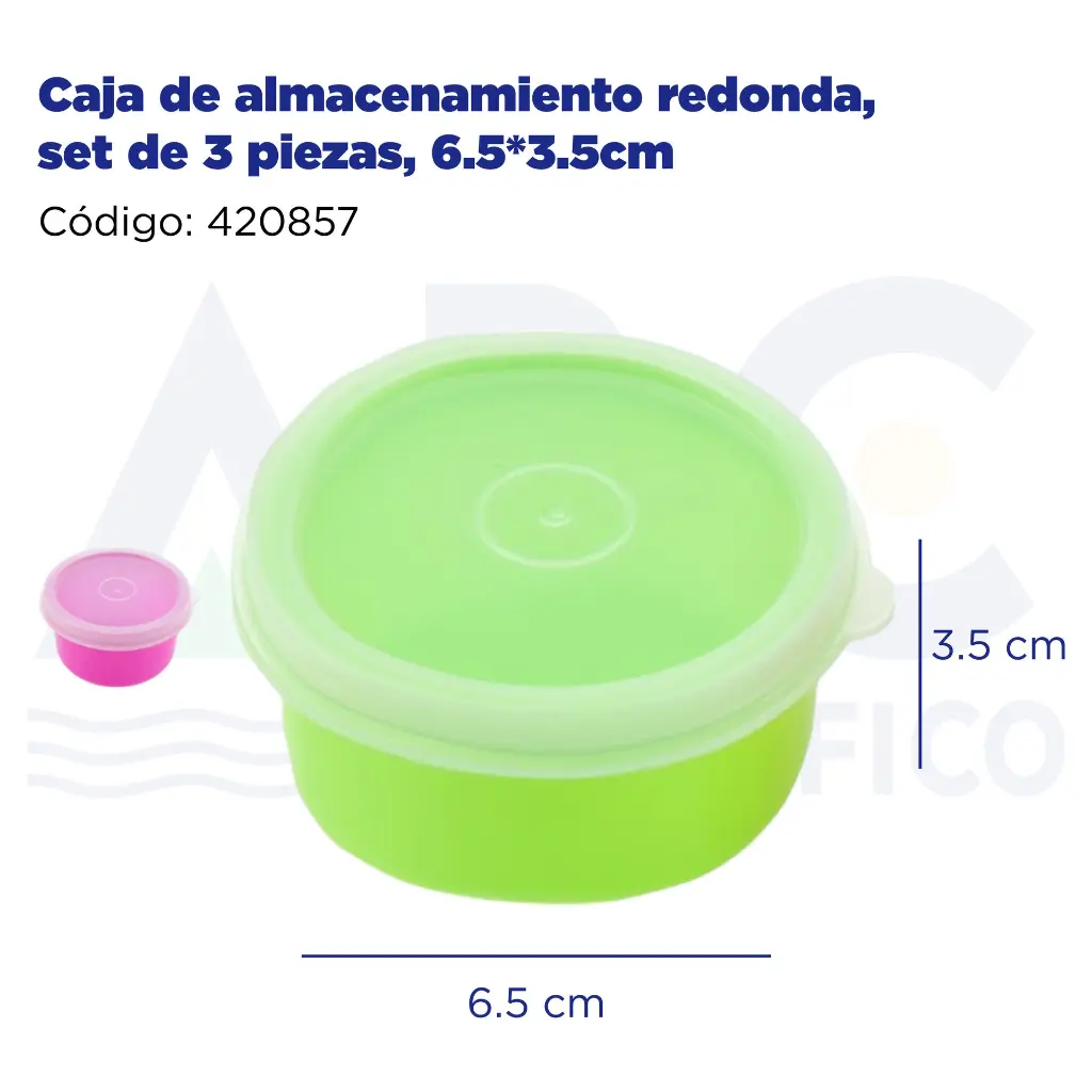 Caja de almacenamiento redonda, set de 3 piezas, 6.5*3.5cm