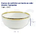 Cuenco de cerámica con borde en color dorado, 7 pulgadas