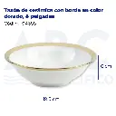 Tazón de cerámica con borde en color dorado, 8 pulgadas