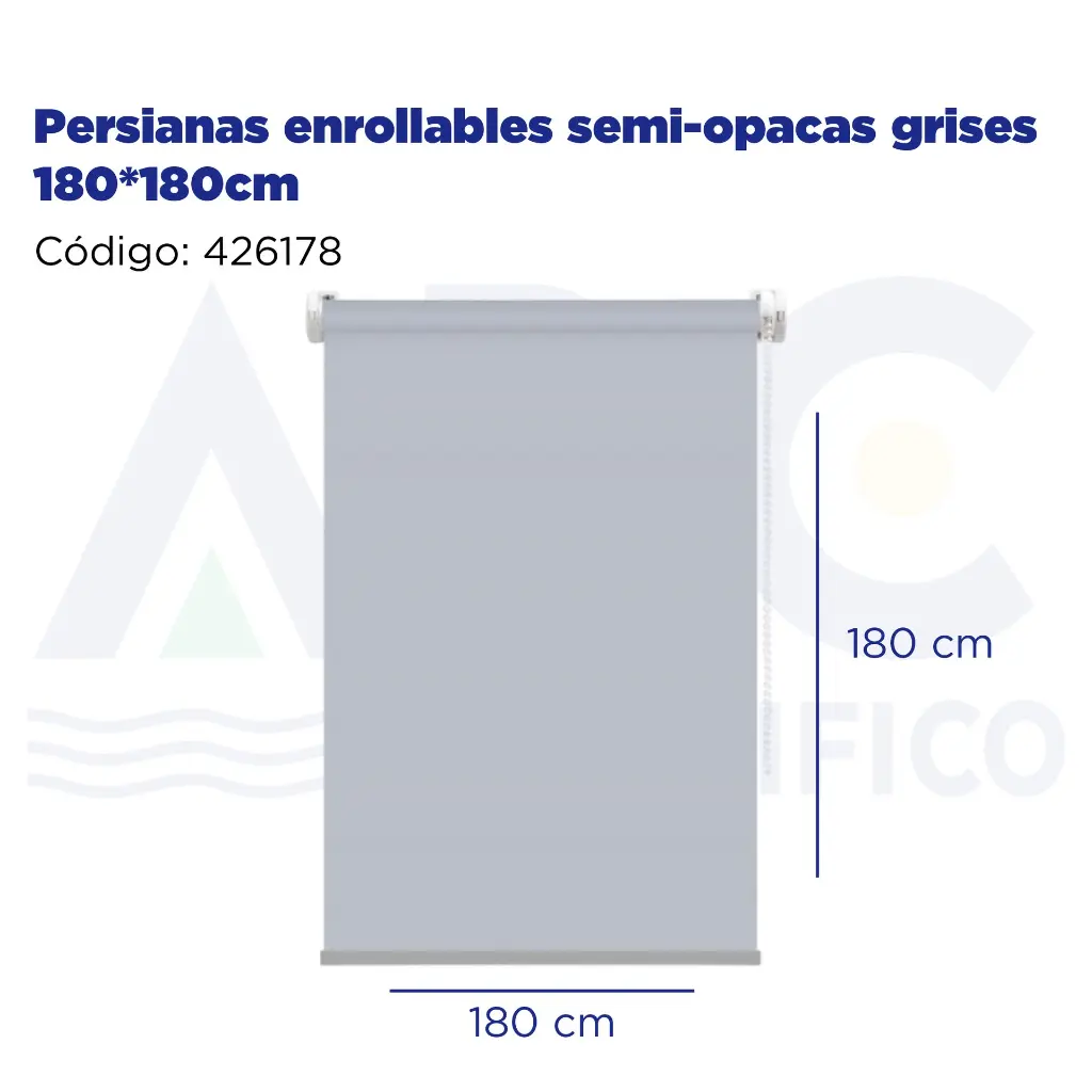 Persianas enrollables semi-opacas grises 180*180cm
