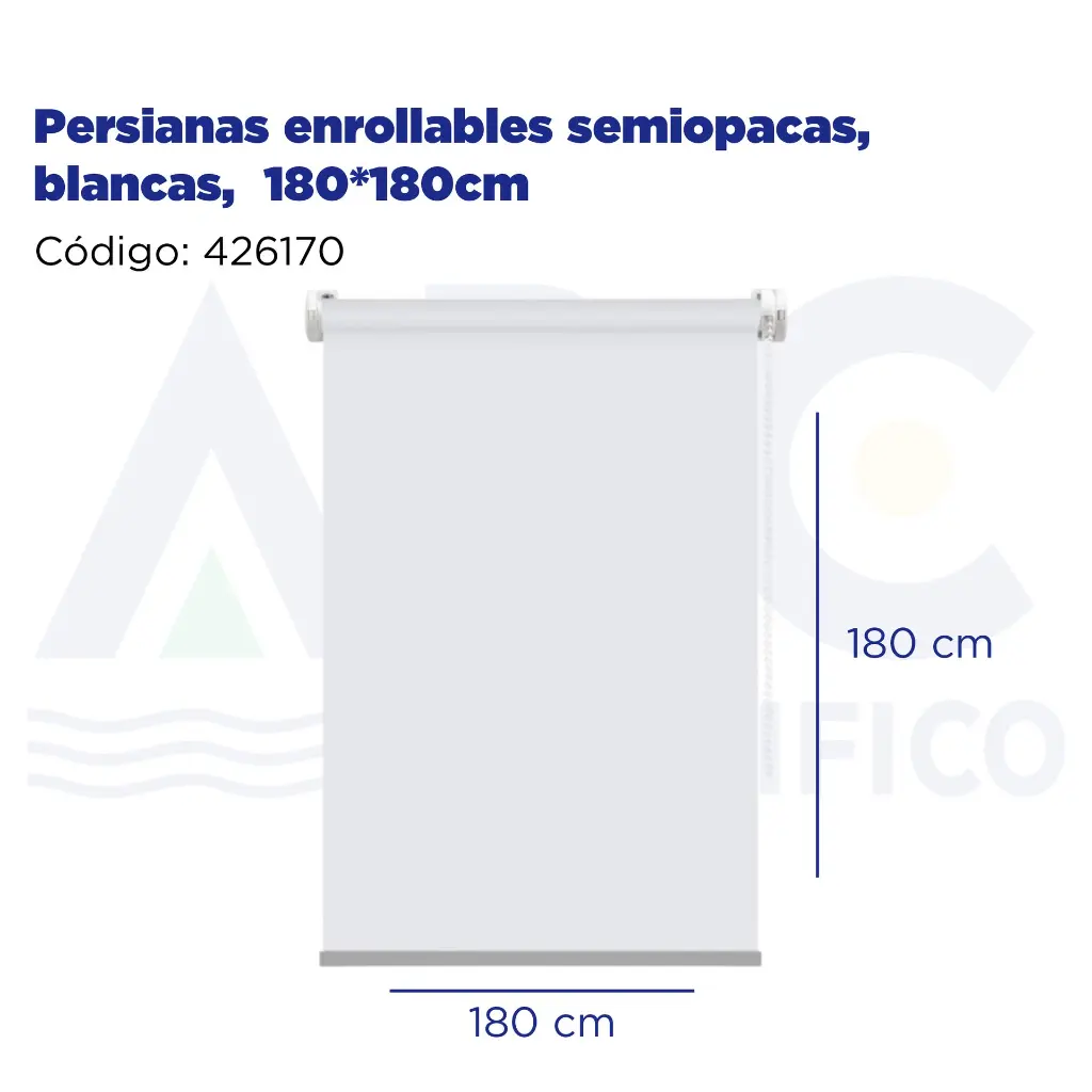 Persianas enrollables semiopacas, blancas, 180*180cm