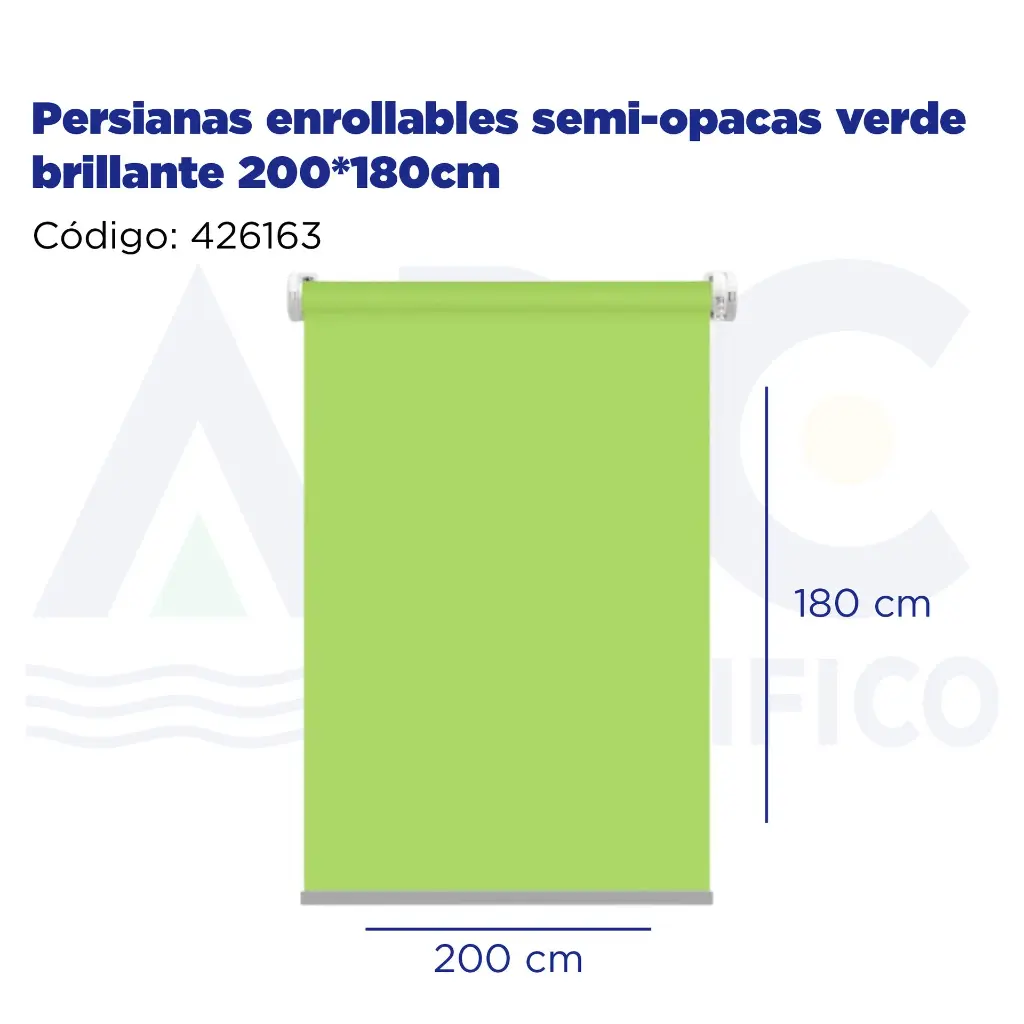 Persianas enrollables semi-opacas verde brillante 200*180cm