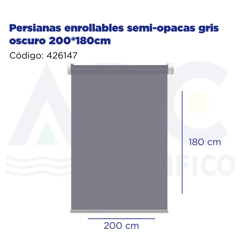 Persianas enrollables semi-opacas gris oscuro 200*180cm