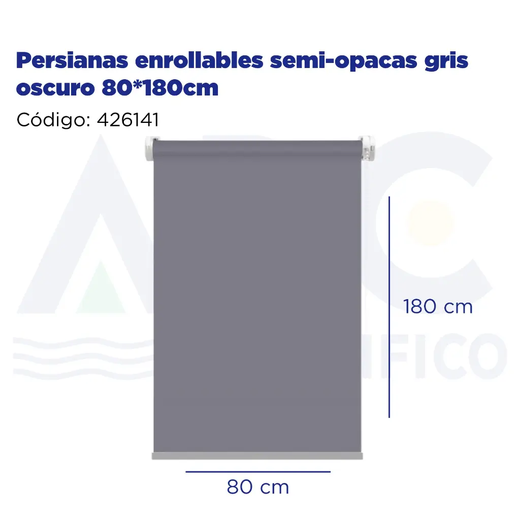 Persianas enrollables semi-opacas gris oscuro 80*180cm