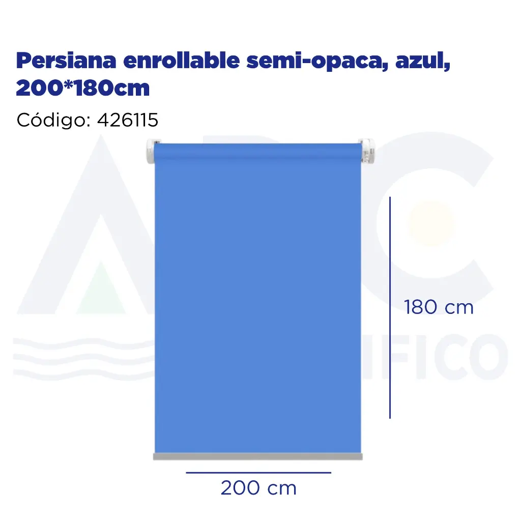 Persiana enrollable semi-opaca, azul, 200*180cm