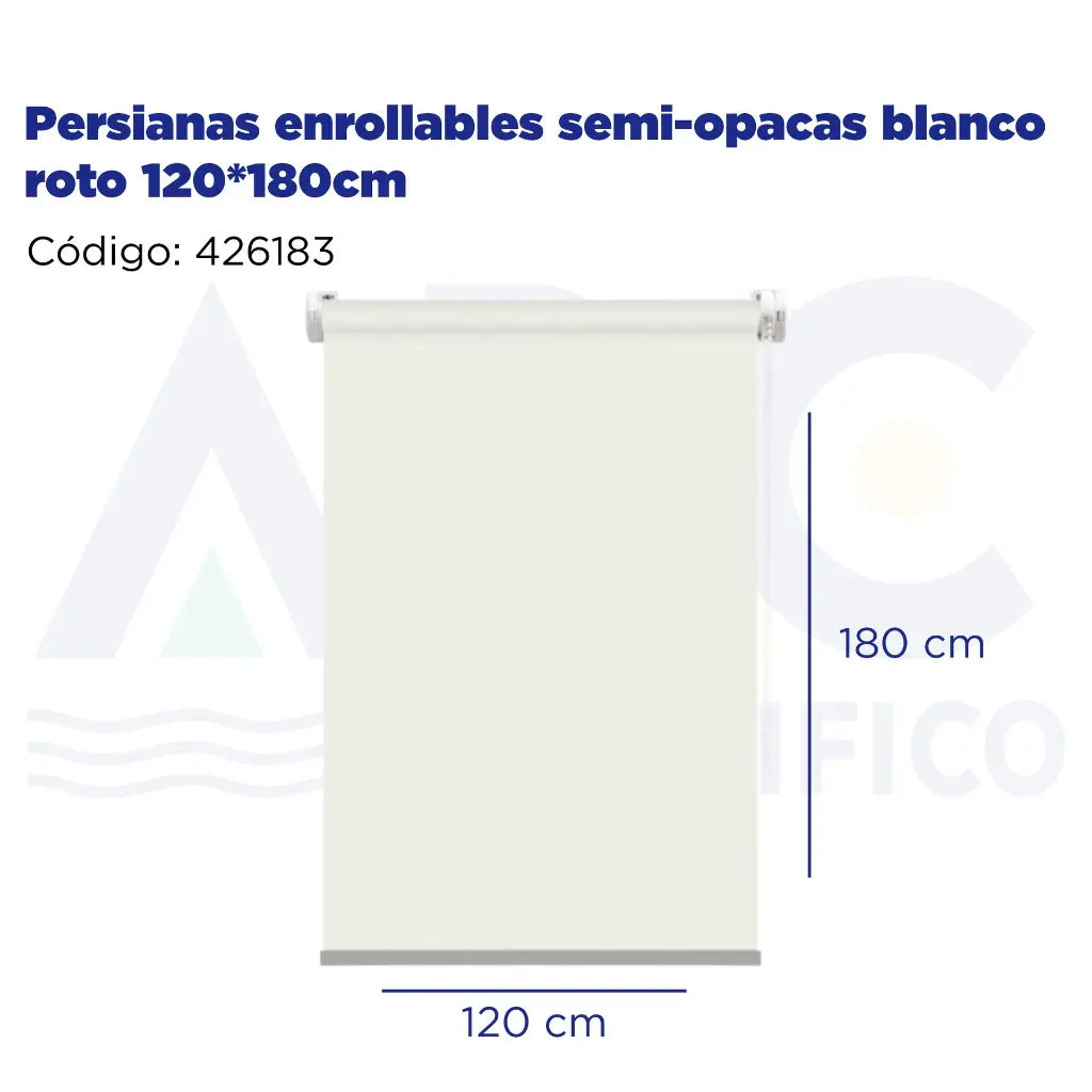 Persianas enrollables semi-opacas blanco roto 120*180cm
