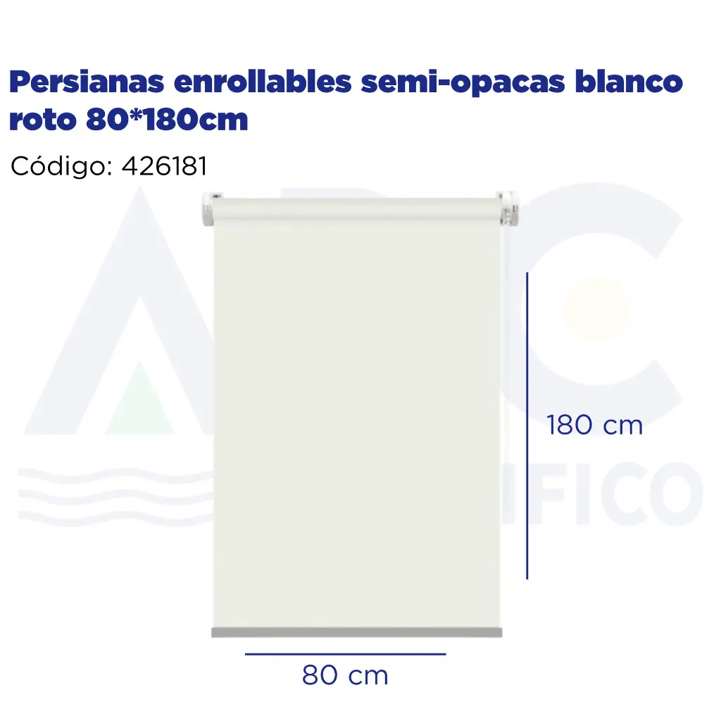 Persianas enrollables semi-opacas blanco roto 80*180cm