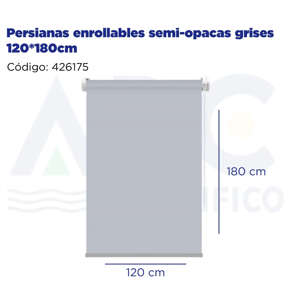Persianas enrollables semi-opacas grises 120*180cm