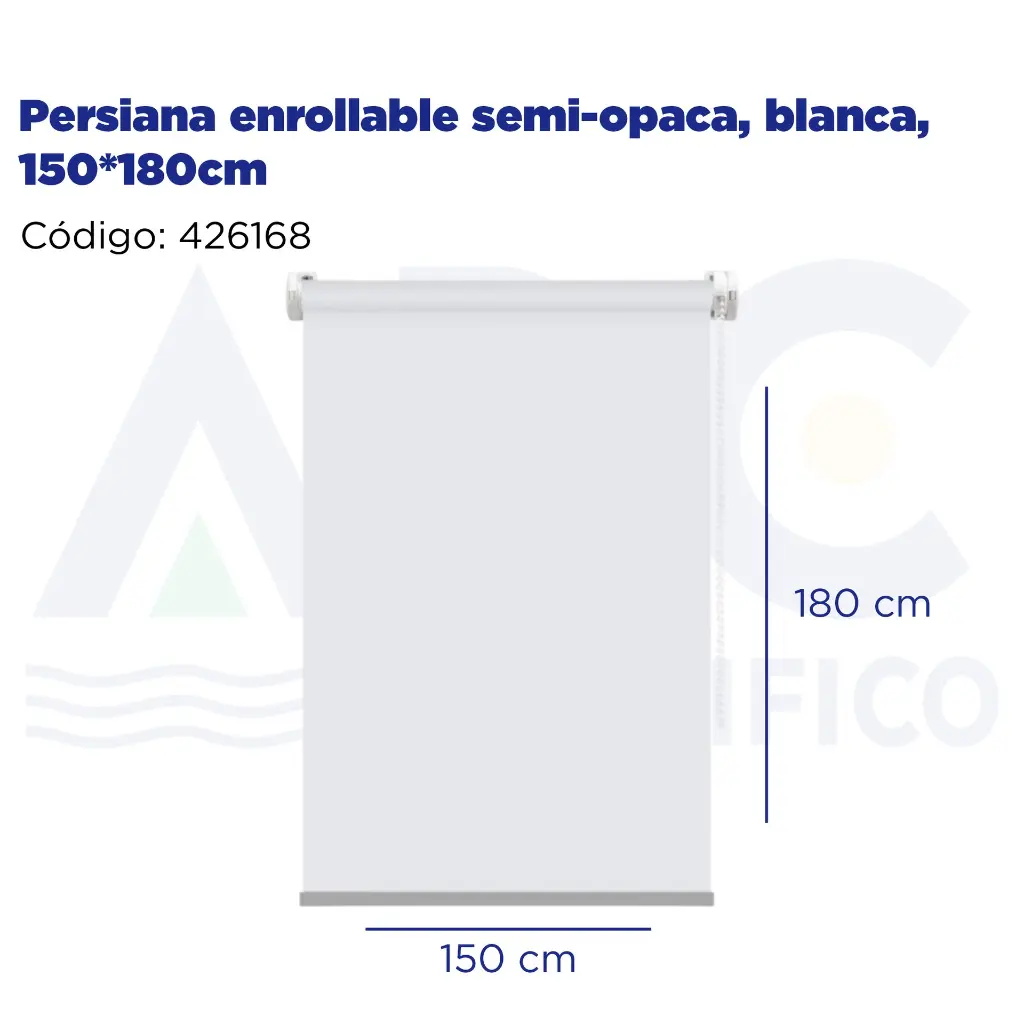 Persiana enrollable semi-opaca, blanca, 150*180cm