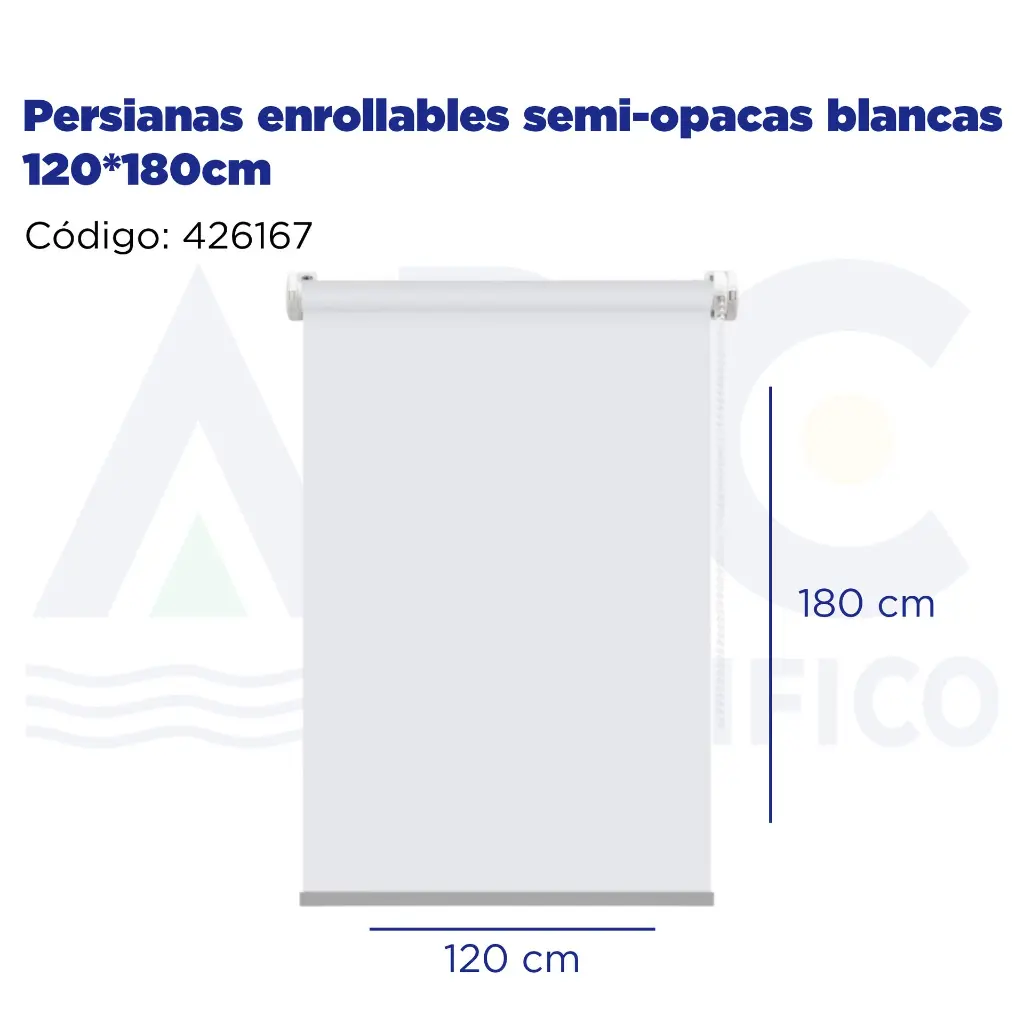 Persianas enrollables semi-opacas blancas 120*180cm
