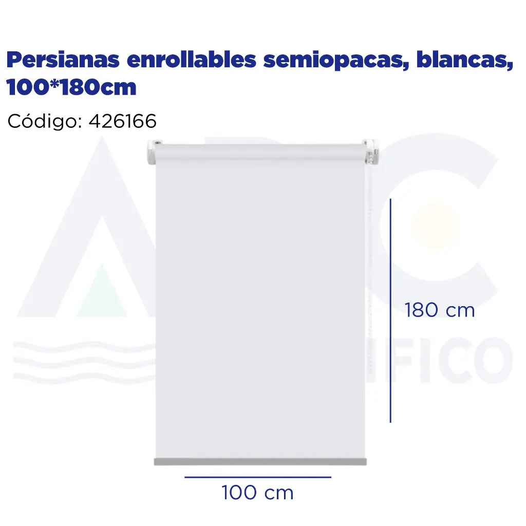 Persianas enrollables semiopacas, blancas, 100*180cm