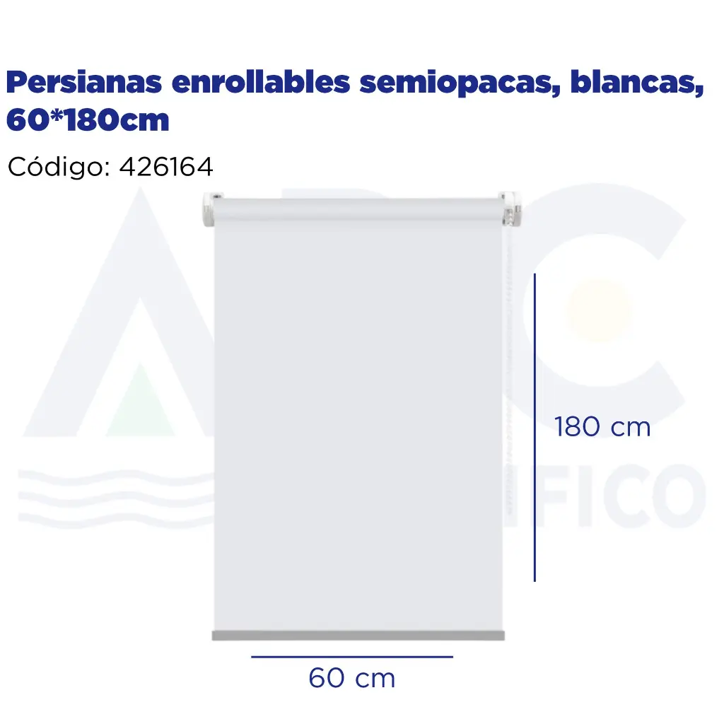 Persianas enrollables semiopacas, blancas, 60*180cm