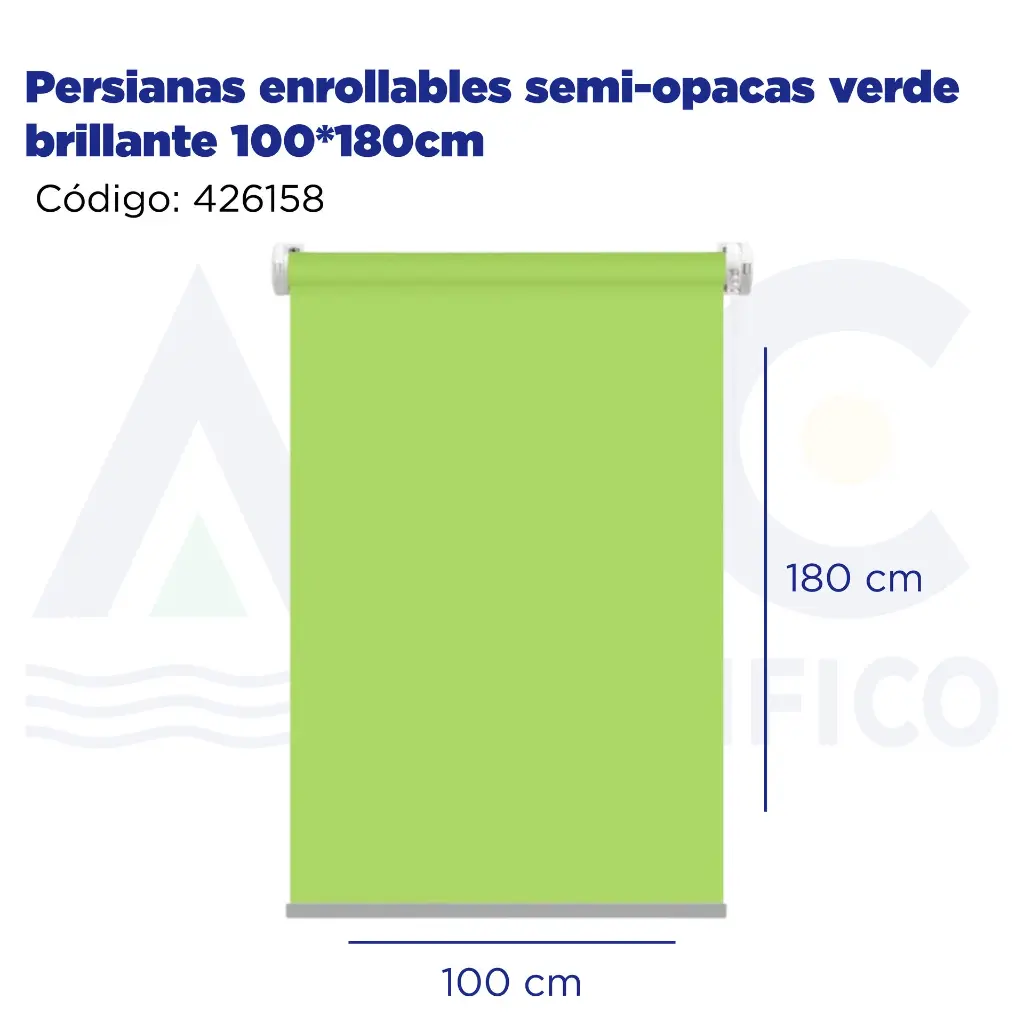 Persianas enrollables semi-opacas verde brillante 100*180cm