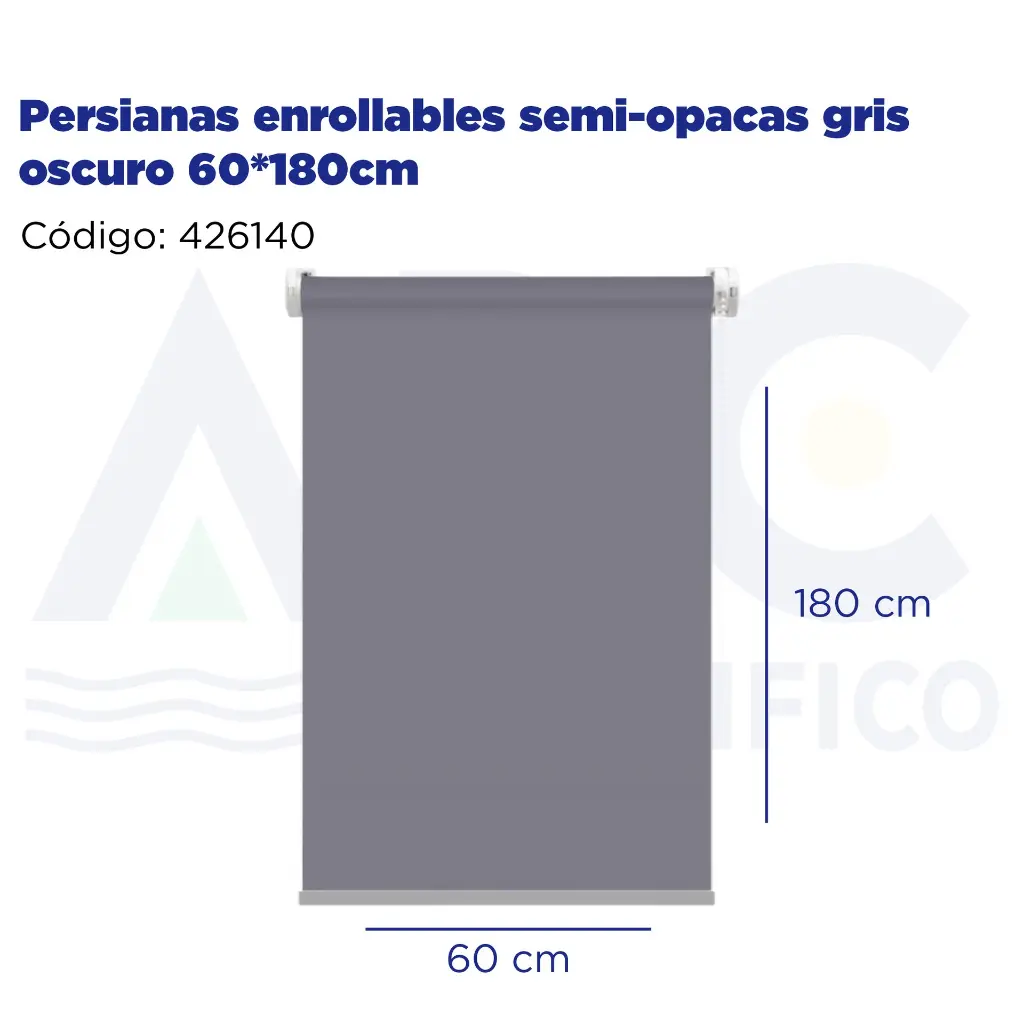 Persianas enrollables semi-opacas gris oscuro 60*180cm
