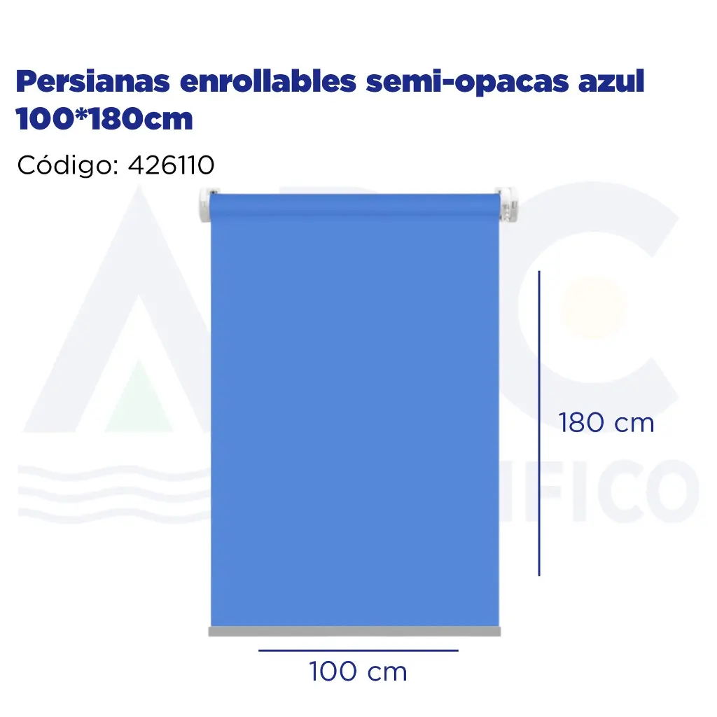Persianas enrollables semi-opacas azul 100*180cm
