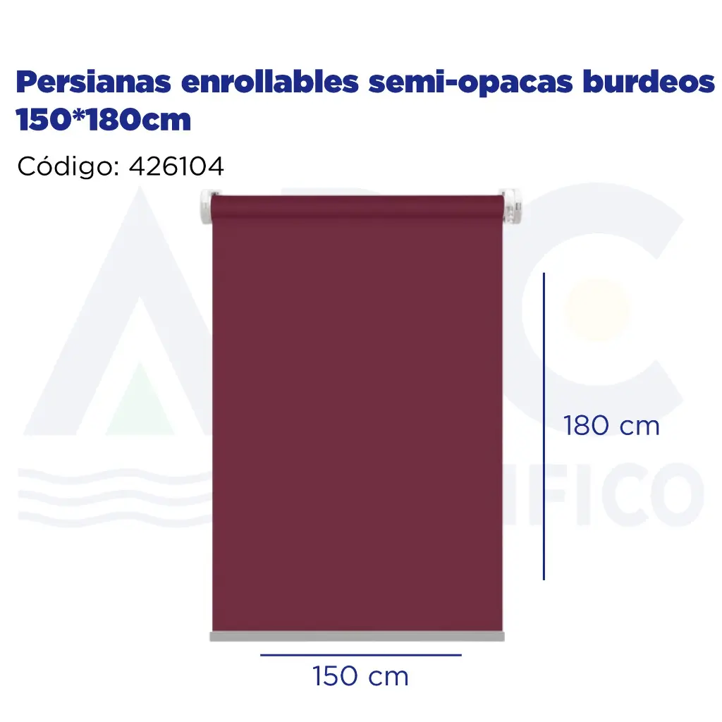 Persianas enrollables semi-opacas burdeos 150*180cm