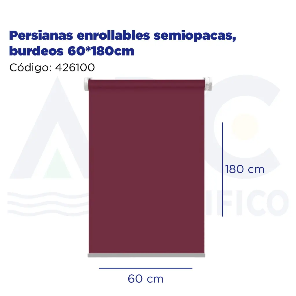 [426100] Persianas enrollables semiopacas, burdeos 60*180cm