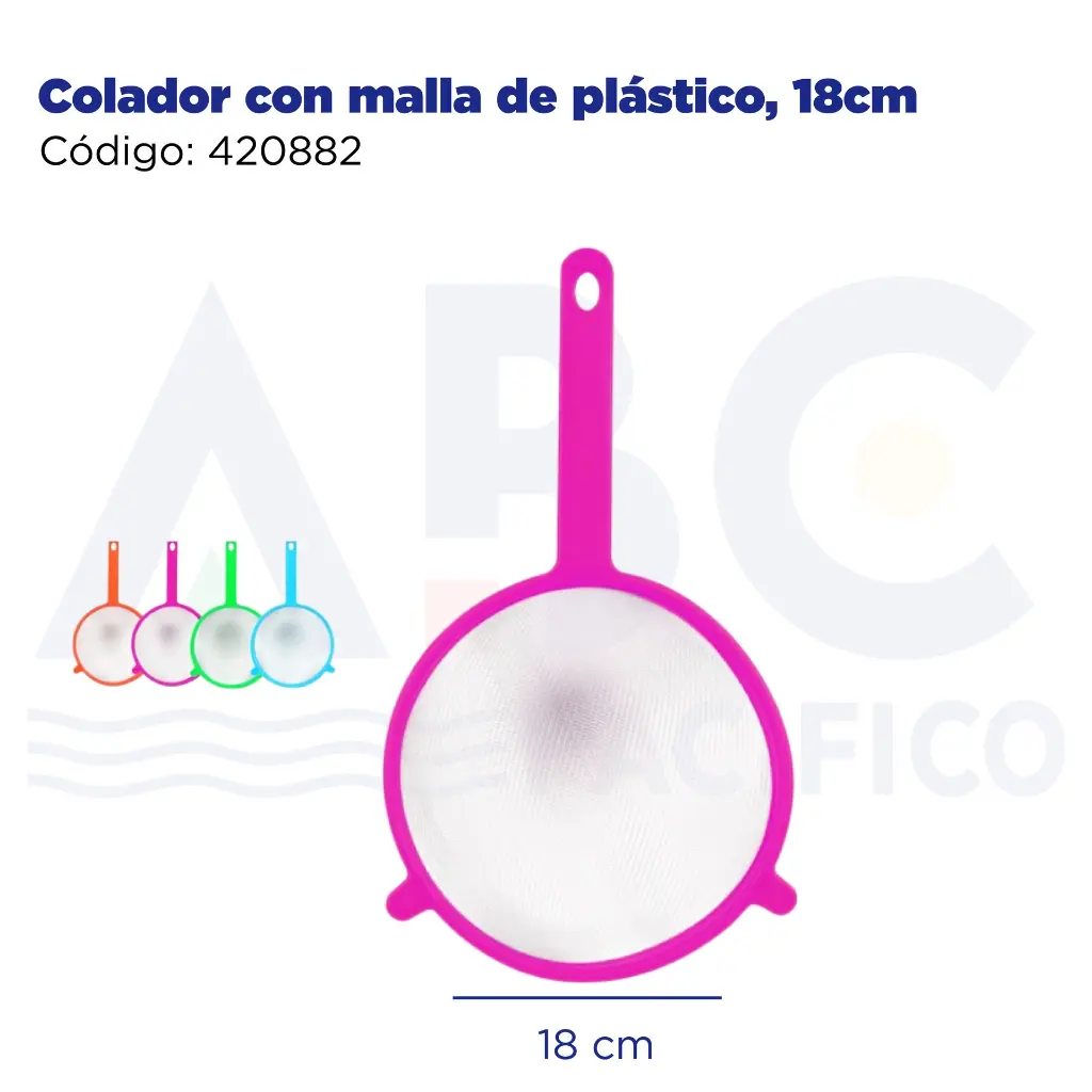 Colador con malla de plástico, 18cm