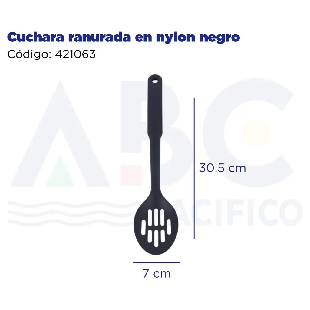 Cuchara ranurada en nylon negro