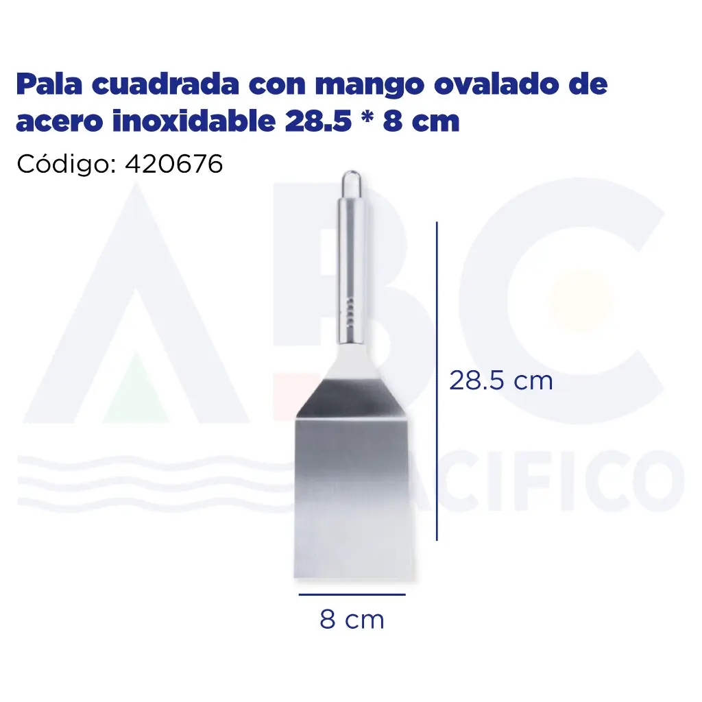 Pala cuadrada con mango ovalado de acero inoxidable 28.5 * 8 cm