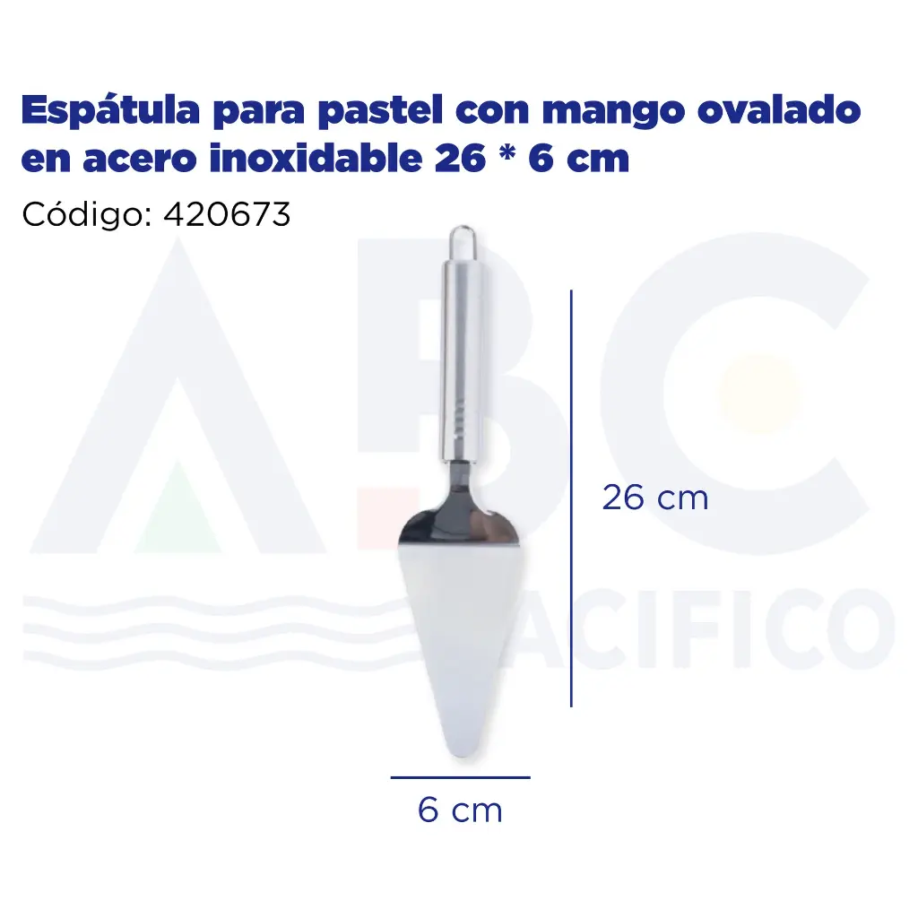 Espátula para pastel con mango ovalado en acero inoxidable 26 * 6 cm