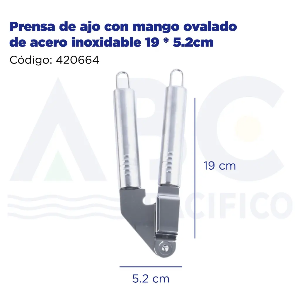 Prensa de ajo con mango ovalado de acero inoxidable 19 * 5.2cm