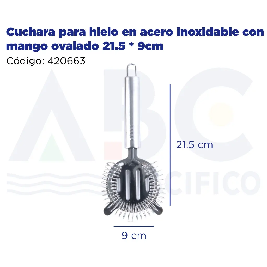 Cuchara para hielo en acero inoxidable con mango ovalado 21.5 * 9cm