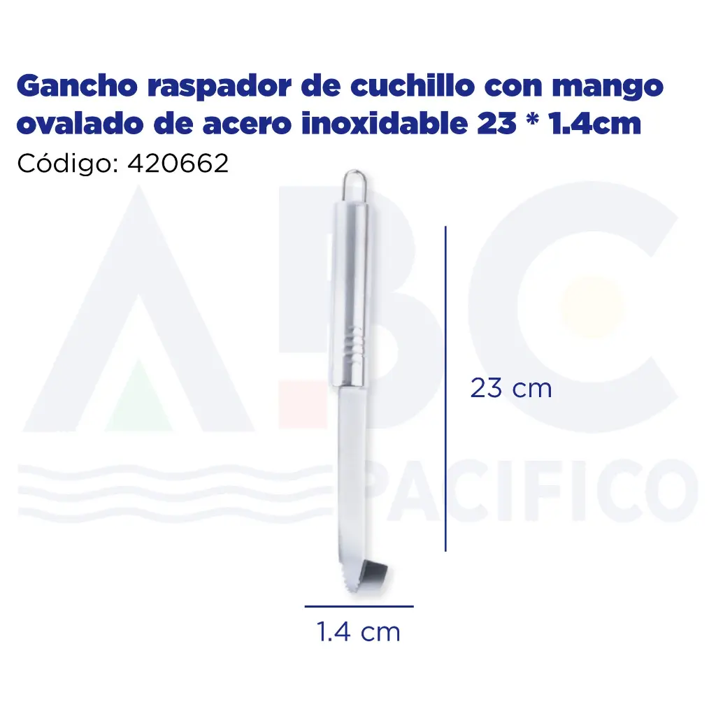 Gancho raspador de cuchillo con mango ovalado de acero inoxidable 23 * 1.4cm