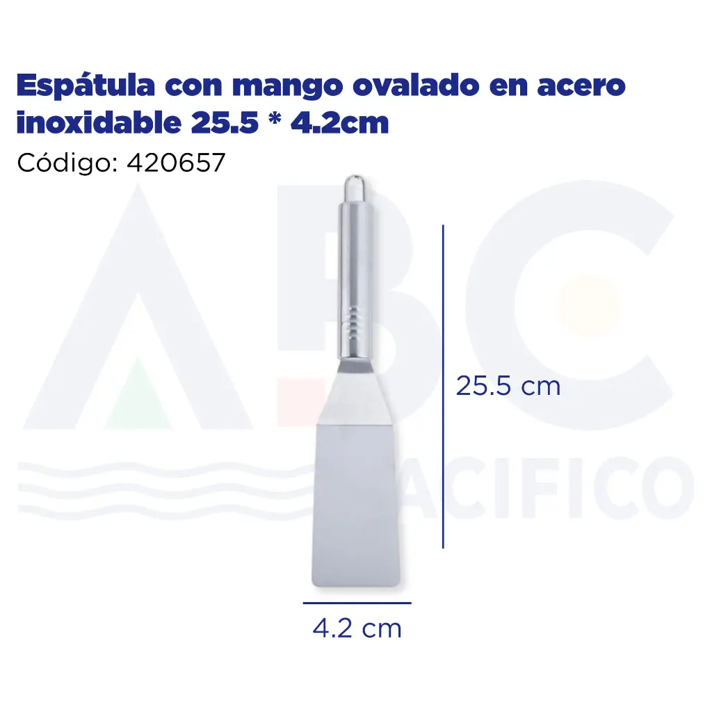 Espátula con mango ovalado en acero inoxidable 25.5 * 4.2cm