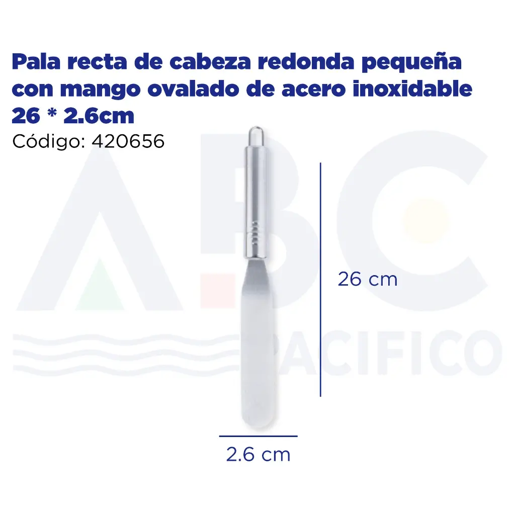 Pala recta de cabeza redonda pequeña con mango ovalado de acero inoxidable 26 * 2.6cm