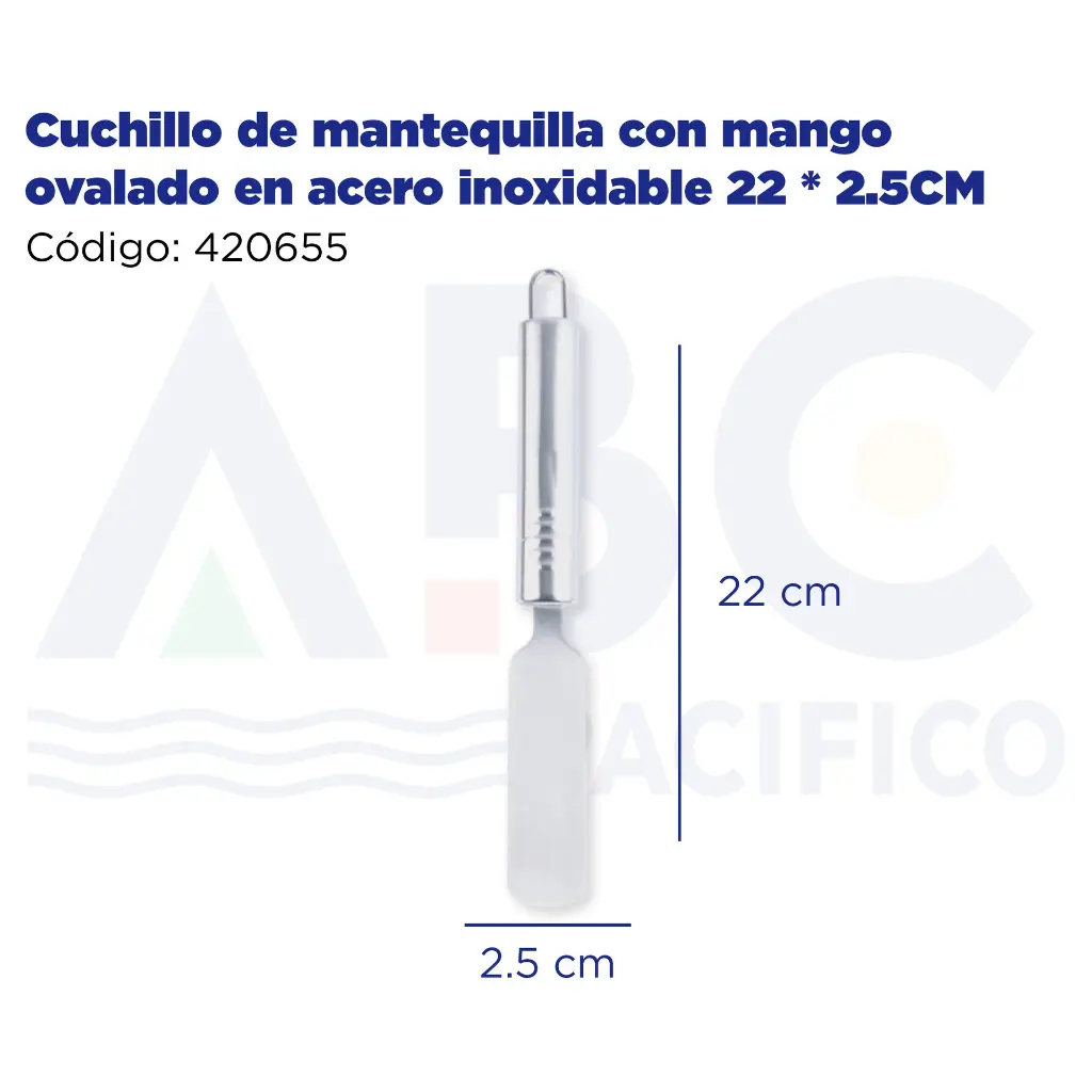 Cuchillo de mantequilla con mango ovalado en acero inoxidable 22 * 2.5CM