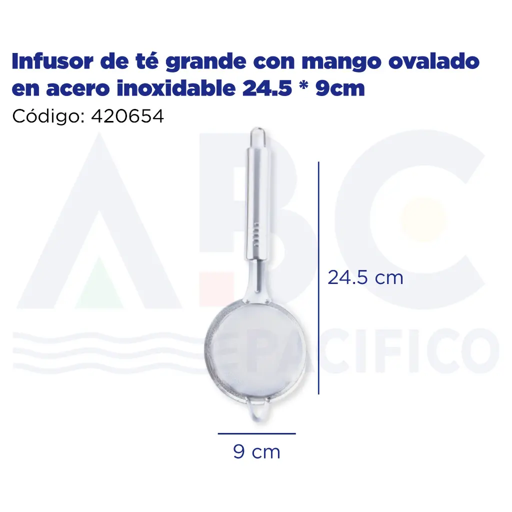 Infusor de té grande con mango ovalado en acero inoxidable 24.5 * 9cm