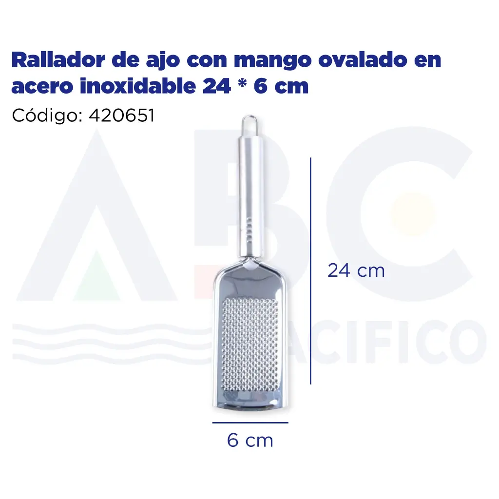 Rallador de ajo con mango ovalado en acero inoxidable 24 * 6 cm
