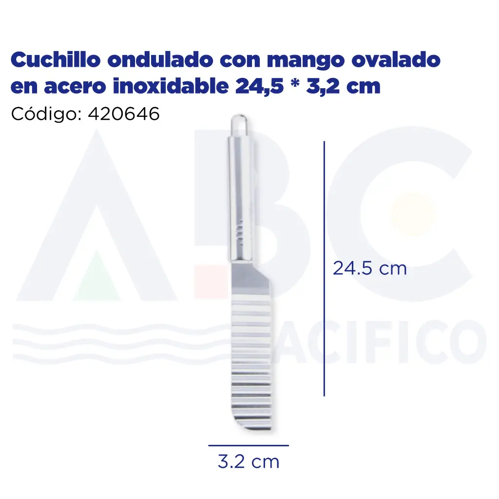 Cuchillo ondulado con mango ovalado en acero inoxidable 24,5 * 3,2 cm