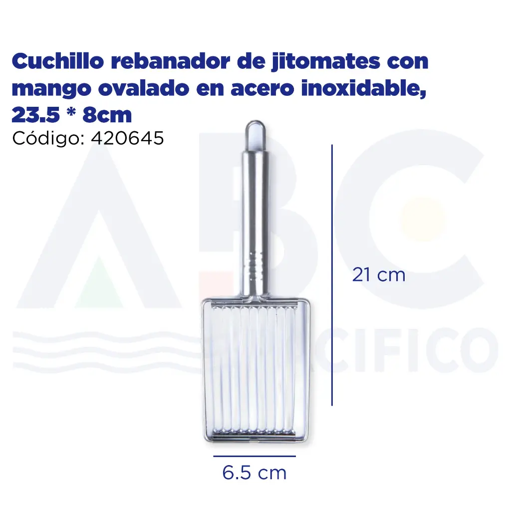 Cuchillo rebanador de jitomates con mango ovalado en acero inoxidable, 23.5 * 8cm