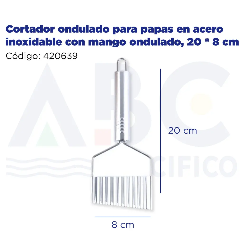 Cortador ondulado para papas en acero inoxidable con mango ondulado, 20 * 8 cm
