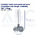 Cortador doble para pizza en acero inoxidable cokn mango ondulado, 17.5 * 7.5cm